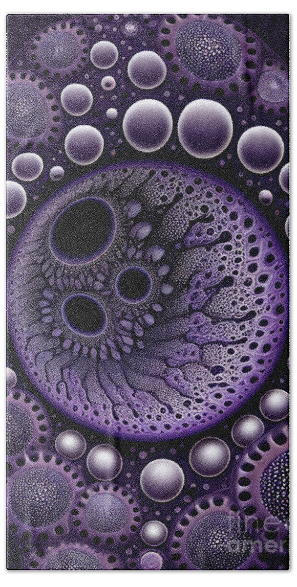 Abstract Bath Towel featuring the mixed media Abstract in purple 2 by Binka Kirova