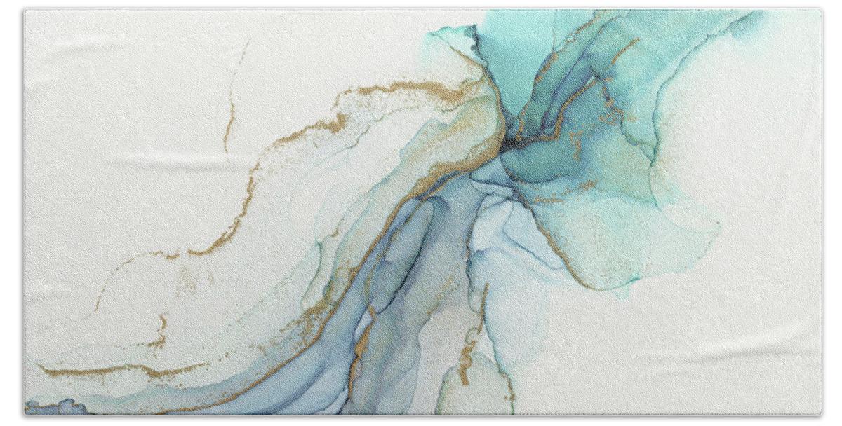 Abstract Painting Hand Towel featuring the painting Abstract Jellyfish Alcohol Ink Painting by Olga Shvartsur