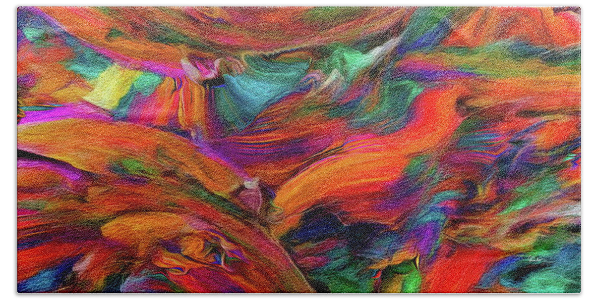 Abstract Bath Towel featuring the digital art Abstract Painting - Chaos by Russ Harris