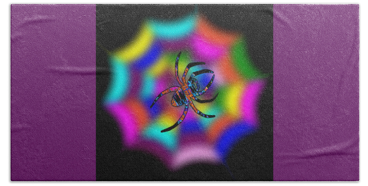 Spider Bath Towel featuring the digital art Abstract Spider's Web by Ronald Mills