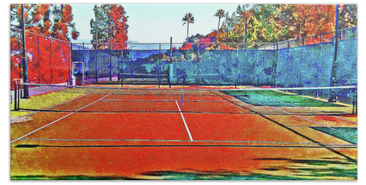 Abstract Hand Towel featuring the photograph Abstract Tennis Court by Andrew Lawrence