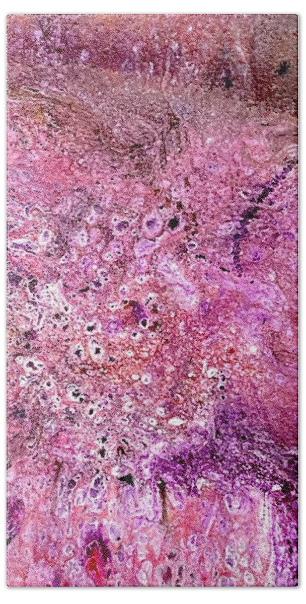 Colorful Bath Towel featuring the painting Acrylic Pour III Symphony in pink by David Euler
