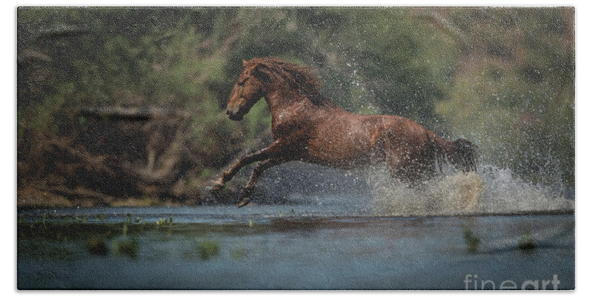 Stallion Bath Towel featuring the photograph Action by Shannon Hastings