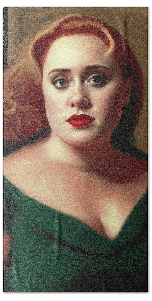 Adele Bath Towel featuring the painting Adele by My Head Cinema