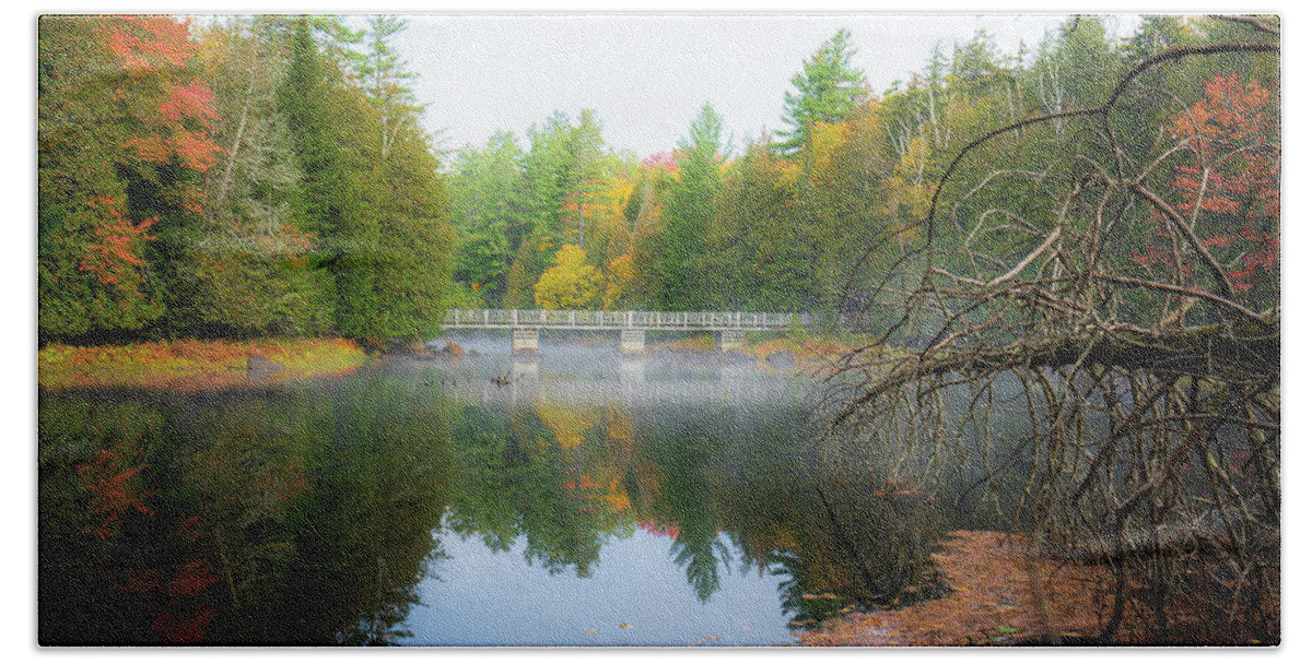 Fall Hand Towel featuring the photograph Adirondacks Autumn at Rich Lake 6 by Ron Long Ltd Photography