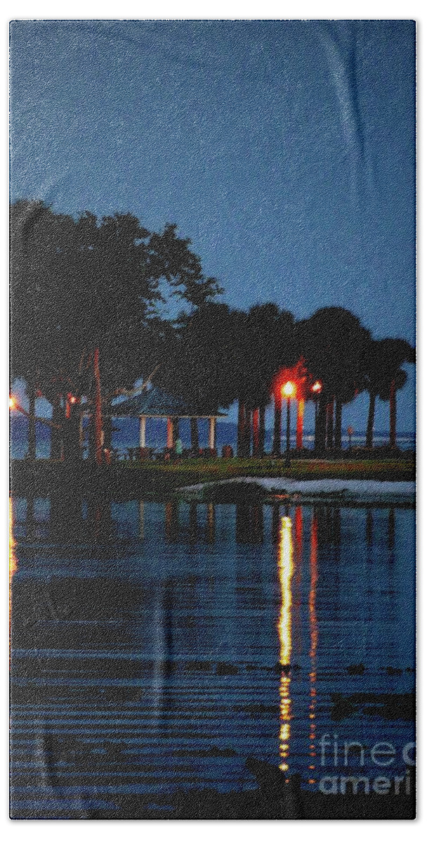 After Hand Towel featuring the photograph After The Sun Goes Down At Venetian Gardens Park by Philip And Robbie Bracco