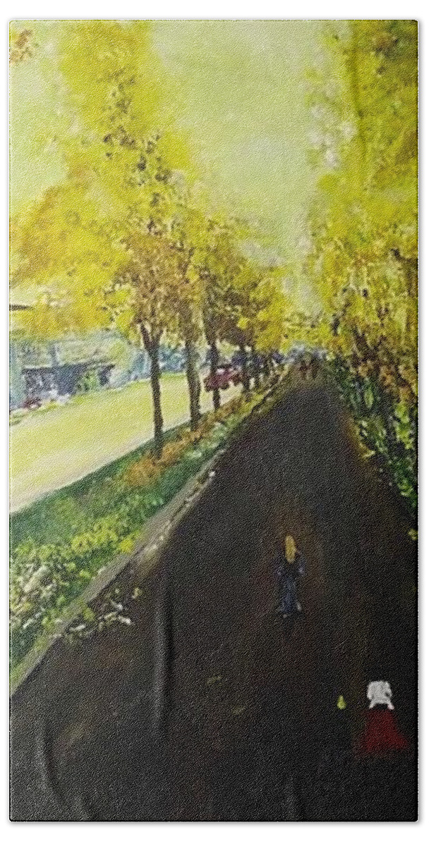Acrylic Bath Towel featuring the painting Afternoon Stroll by Denise Morgan