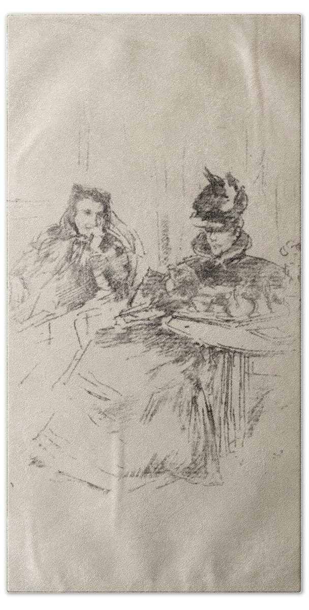 Background Bath Towel featuring the painting Afternoon Tea, Mrs. Phillips and Mrs. Charles Whibley 1897 James McNeill Whistler by MotionAge Designs