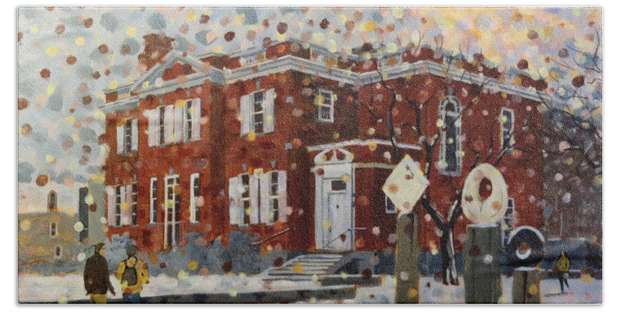 Kingston Bath Towel featuring the painting Agnes Etherington House-Queens University by David Gilmore