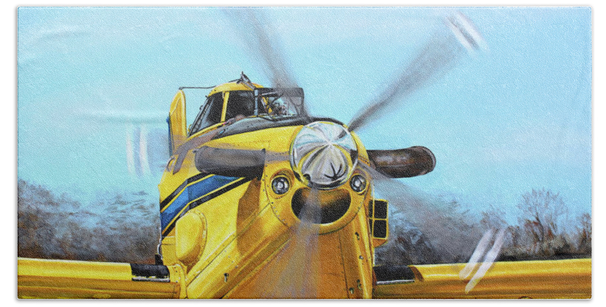 Air Tractor Bath Towel featuring the painting Air Tractor 802 Front by Karl Wagner