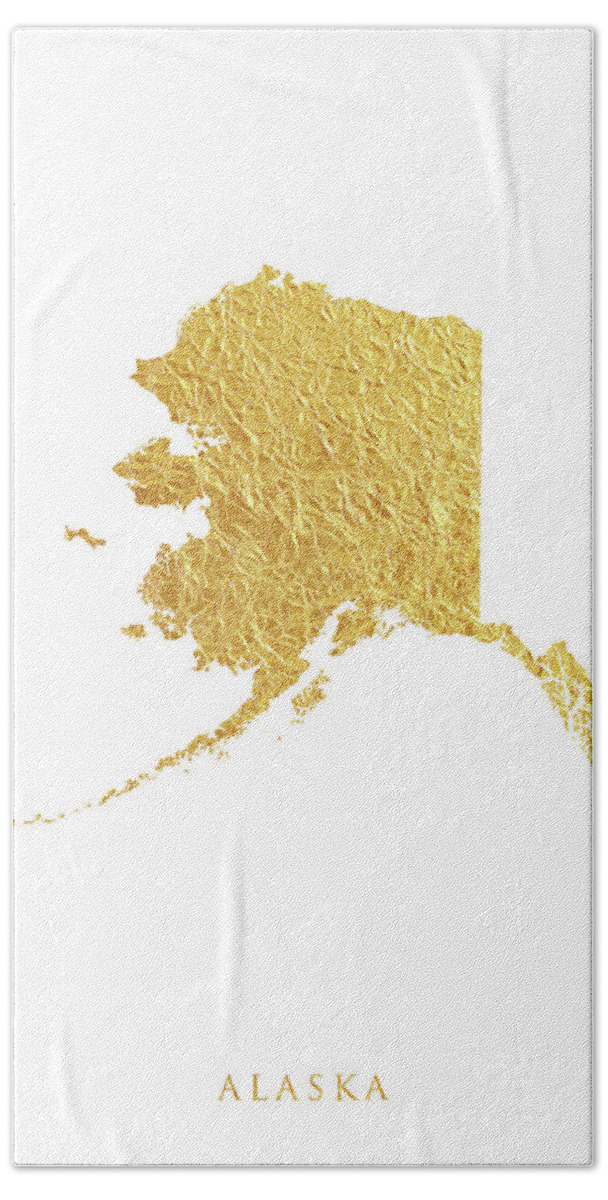 Alaska Hand Towel featuring the digital art Alaska Gold Map #42 by Michael Tompsett