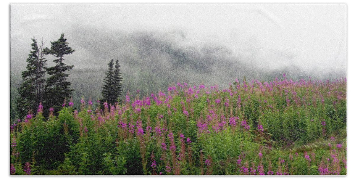 Alaska Bath Towel featuring the photograph Alaska Mountain Wildflowers by Karen Zuk Rosenblatt