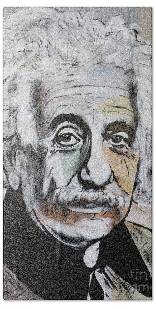 Albert Einstein Hand Towel featuring the painting Albert EINSTEIN by Kathleen Artist PRO