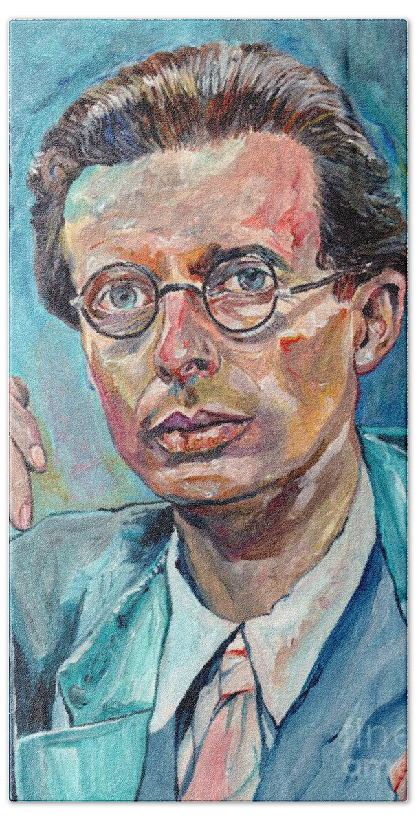 Aldous Huxley Hand Towel featuring the painting Aldous Huxley by Suzann Sines