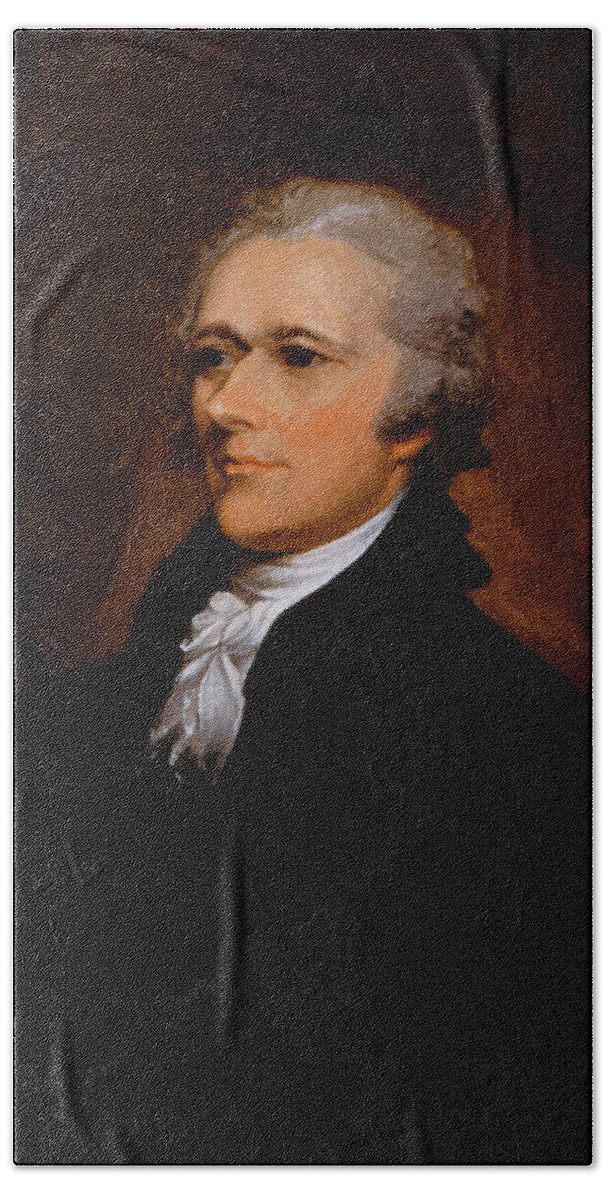 Alexander Hamilton Hand Towel featuring the painting Alexander Hamilton by War Is Hell Store