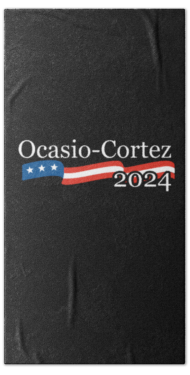Socialism Bath Towel featuring the digital art Alexandria Ocasio Cortez 2024 by Flippin Sweet Gear