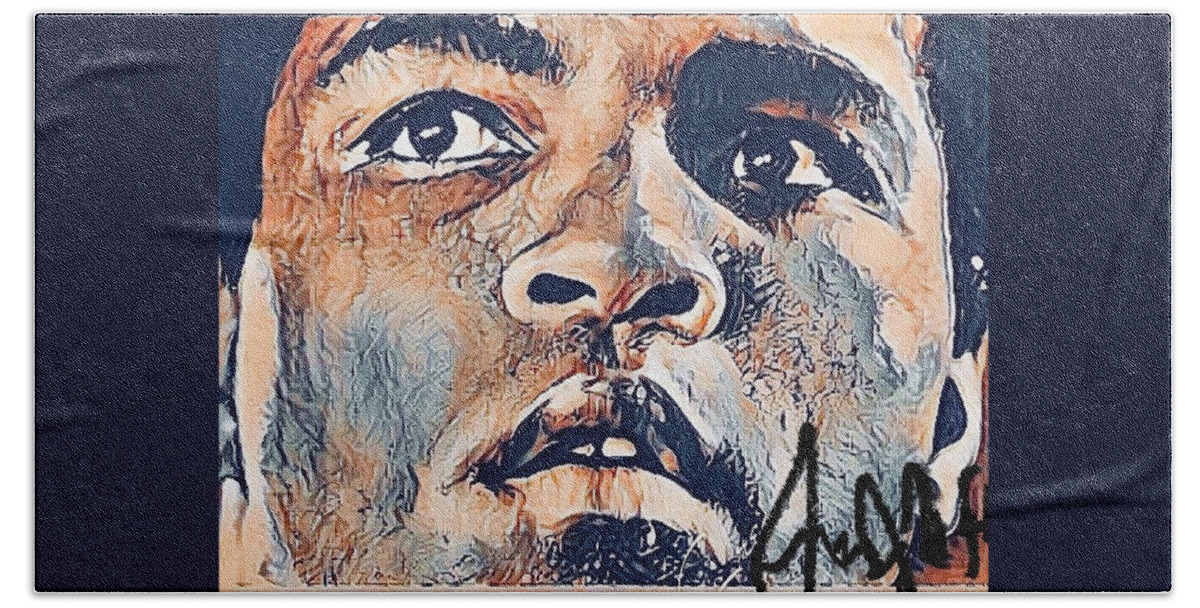  Hand Towel featuring the mixed media Ali by Angie ONeal