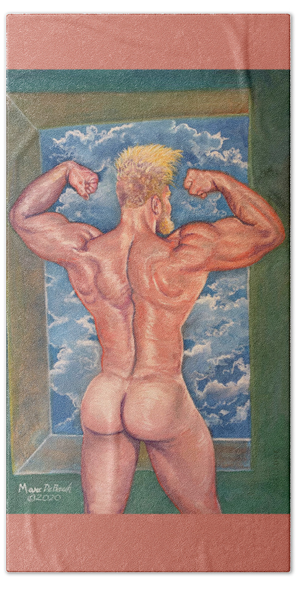 Muscle Bath Towel featuring the painting All About The Ass by Marc DeBauch