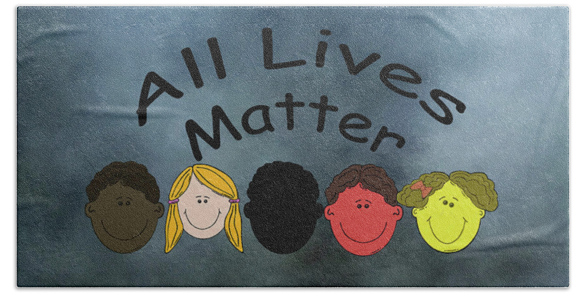 All Lives Matter Hand Towel featuring the mixed media All Lives Matter Five Young Faces by Movie Poster Prints