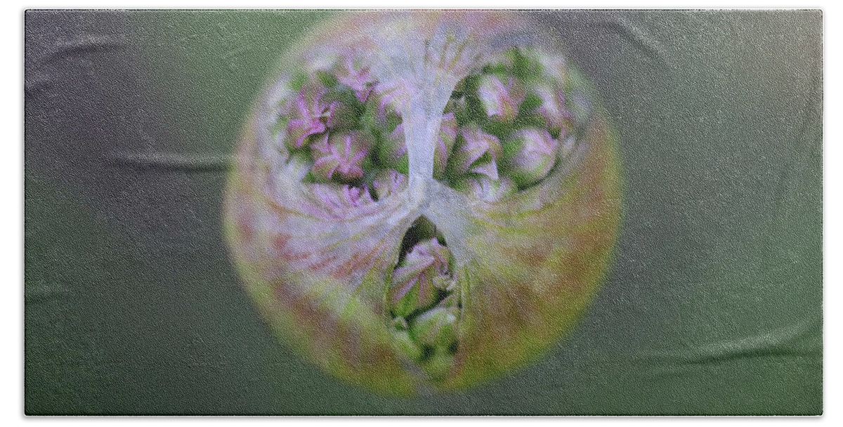  Bath Towel featuring the photograph Allium Covid Flower by Tammy Pool