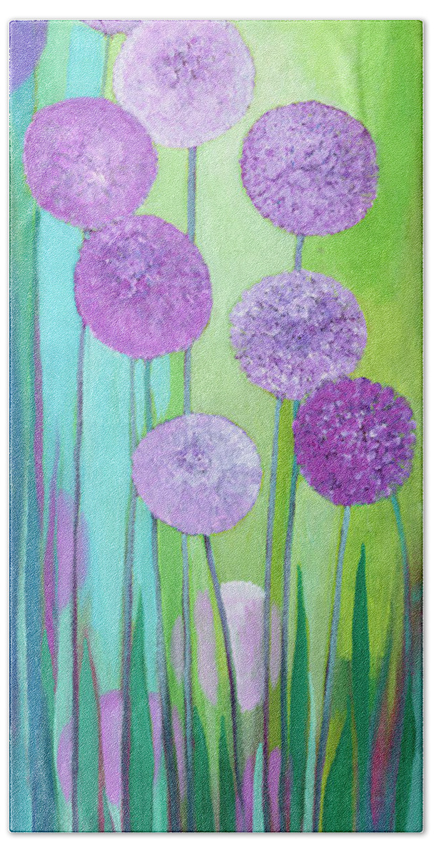 Allium Hand Towel featuring the painting Alliums by Jennifer Lommers