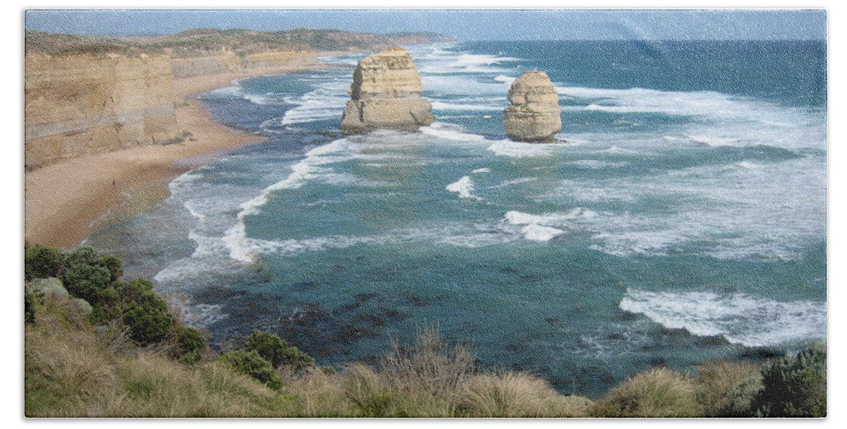 Australia Hand Towel featuring the photograph Along the Great Ocean Road by Calvin Boyer