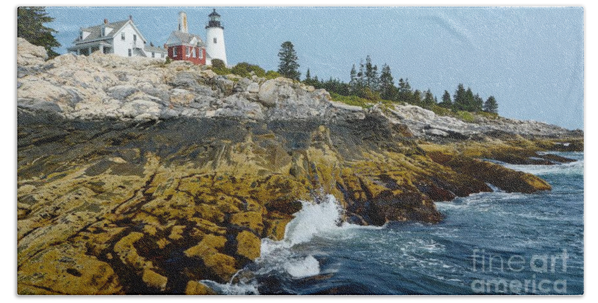 Pemaquid Point Lighthouse Bath Towel featuring the photograph Along the Maine Coast by Steve Brown