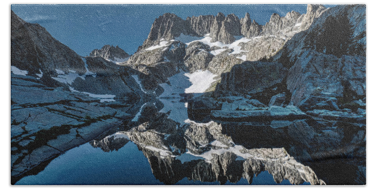 Landscape Bath Towel featuring the photograph Alpine Blue Reflection by Romeo Victor