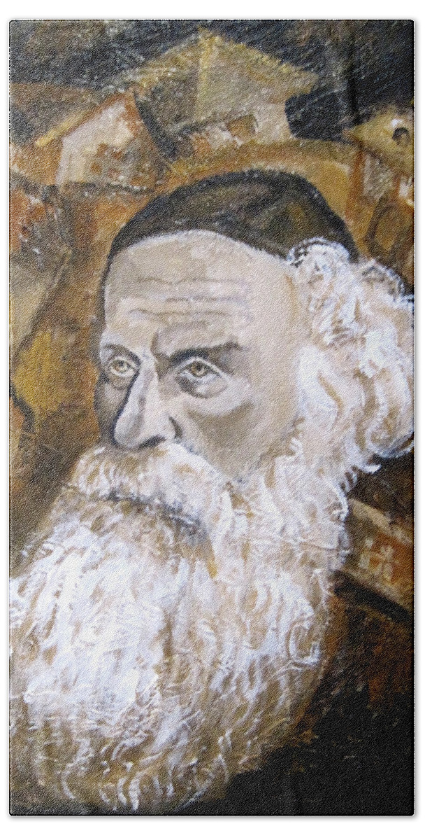 Judaica Painting Bath Towel featuring the painting Alter Rebbe by Leon Zernitsky