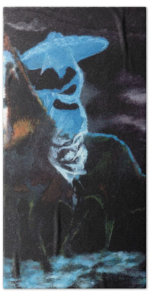 Horse Hand Towel featuring the painting Amazzone notturna by Enrico Garff