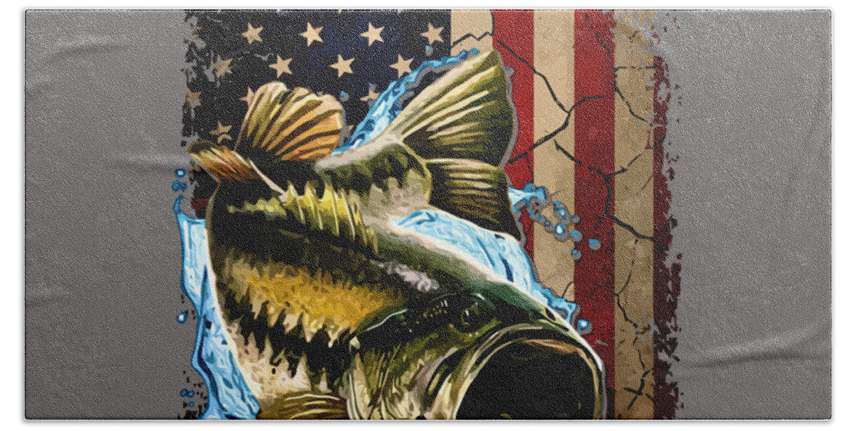 American Flag Bass Fishing Gifts For Fisherman Fish Fishing for Christmas  present Bath Towel by Kiliae Safia - Pixels