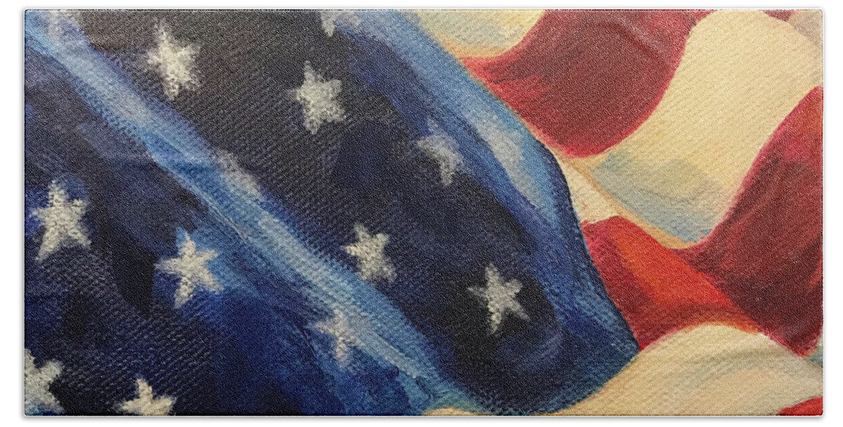 American Flag Bath Towel featuring the painting American Flag by Sherrell Rodgers