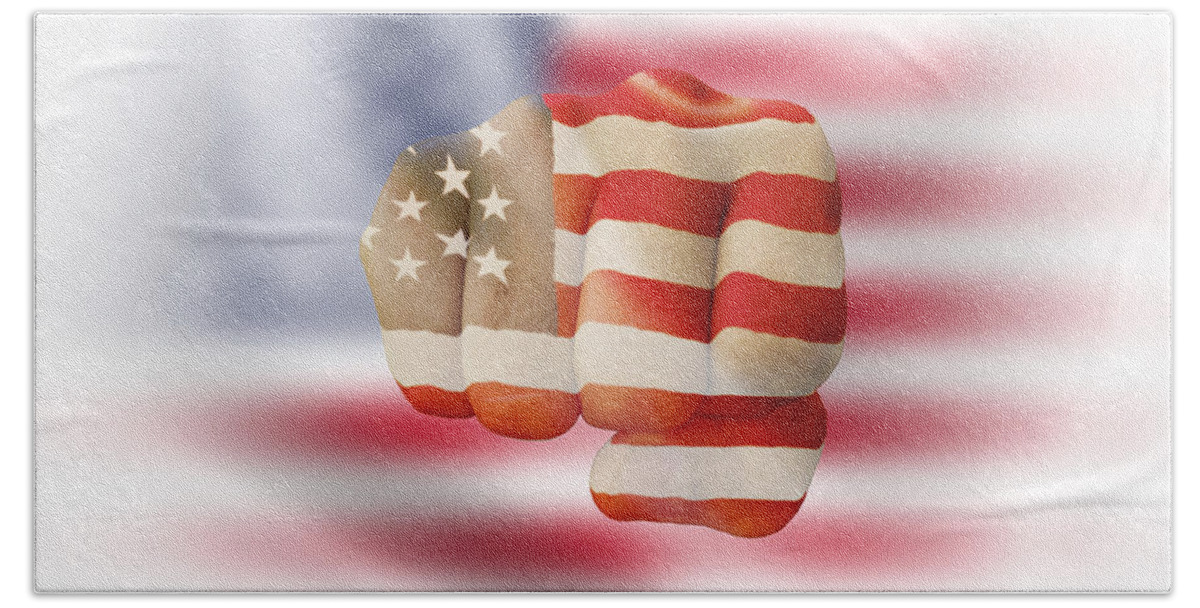 America Bath Towel featuring the photograph American Flag - Stay Strong USA by Amelia Pearn