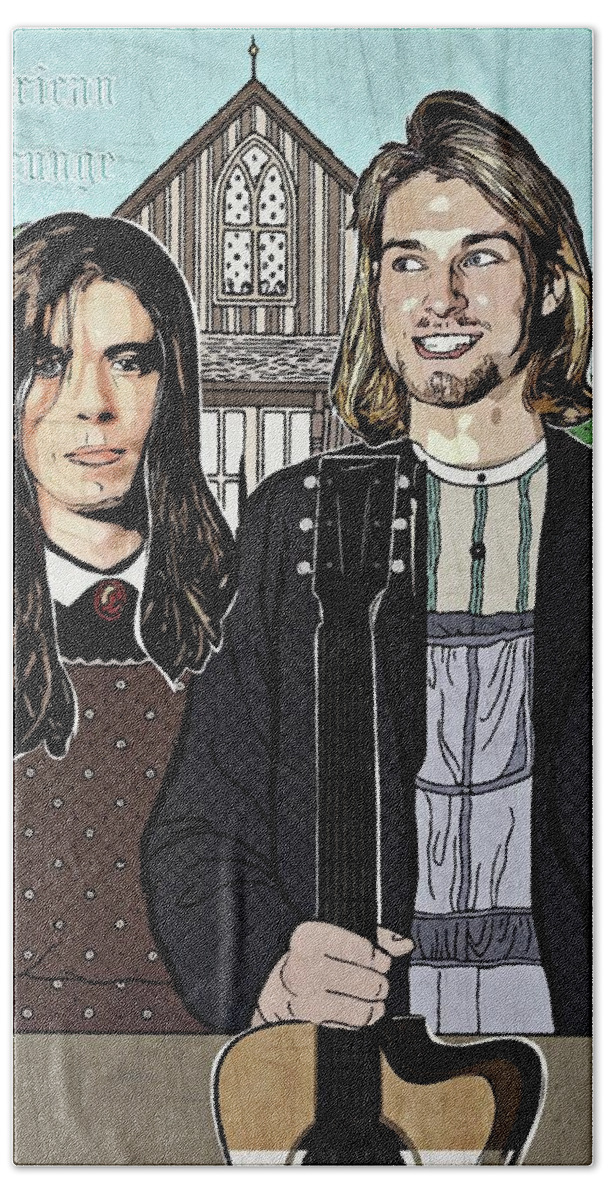 American Gothic Hand Towel featuring the digital art American Grunge by Christina Rick