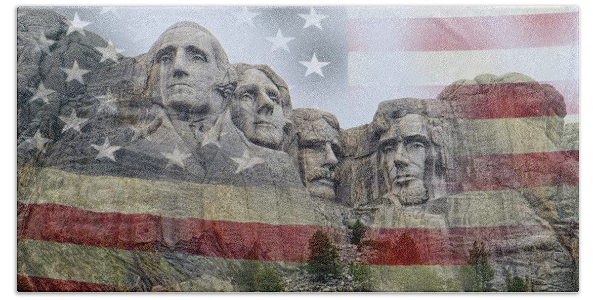 Patriotism Hand Towel featuring the digital art American History - Mount Rushmore National Memorial by Lucinda Walter