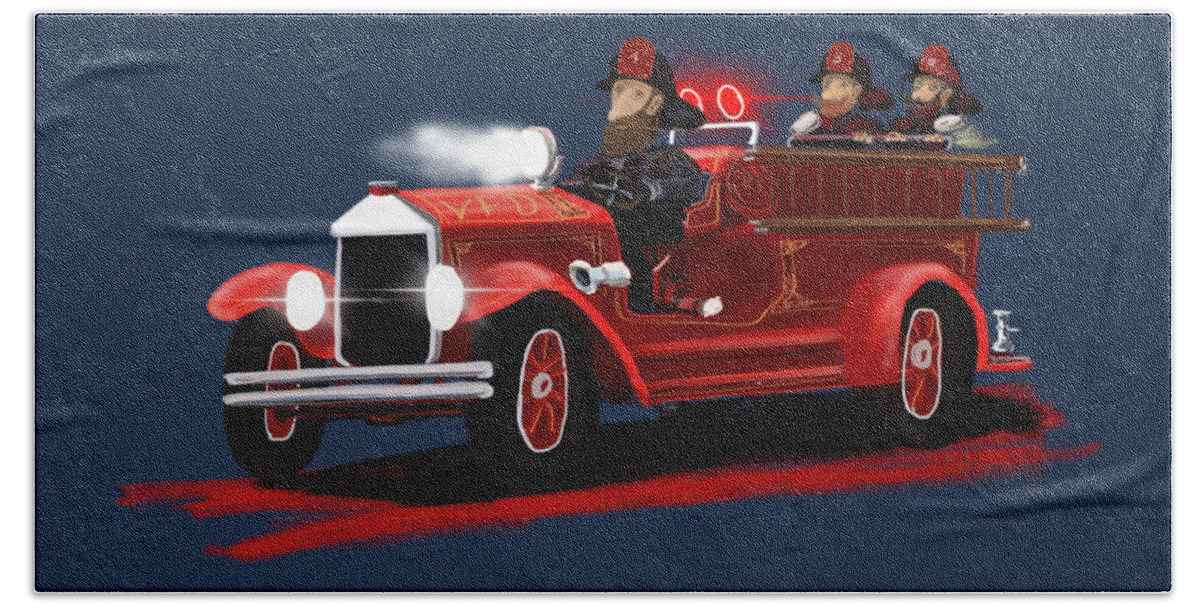 Firehouse Hand Towel featuring the digital art American LaFrance by Doug Gist