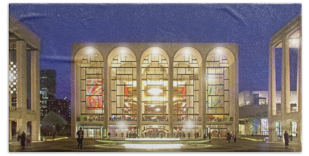 Lincoln Center Hand Towel featuring the photograph An Evening at Lincoln Center by Mark Andrew Thomas