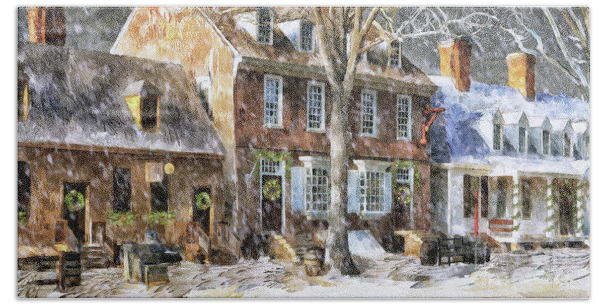 Williamsburg Hand Towel featuring the digital art An Old Fashioned Christmas by Lois Bryan