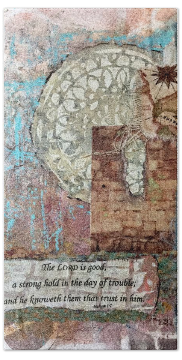 Ancient Document Bath Towel featuring the mixed media Ancient Docs windo Nahum 1 by Janis Lee Colon