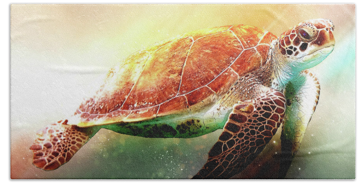 Andaman Sea Turtle Bath Towel featuring the digital art Andaman Sea Turtle by Dave Lee