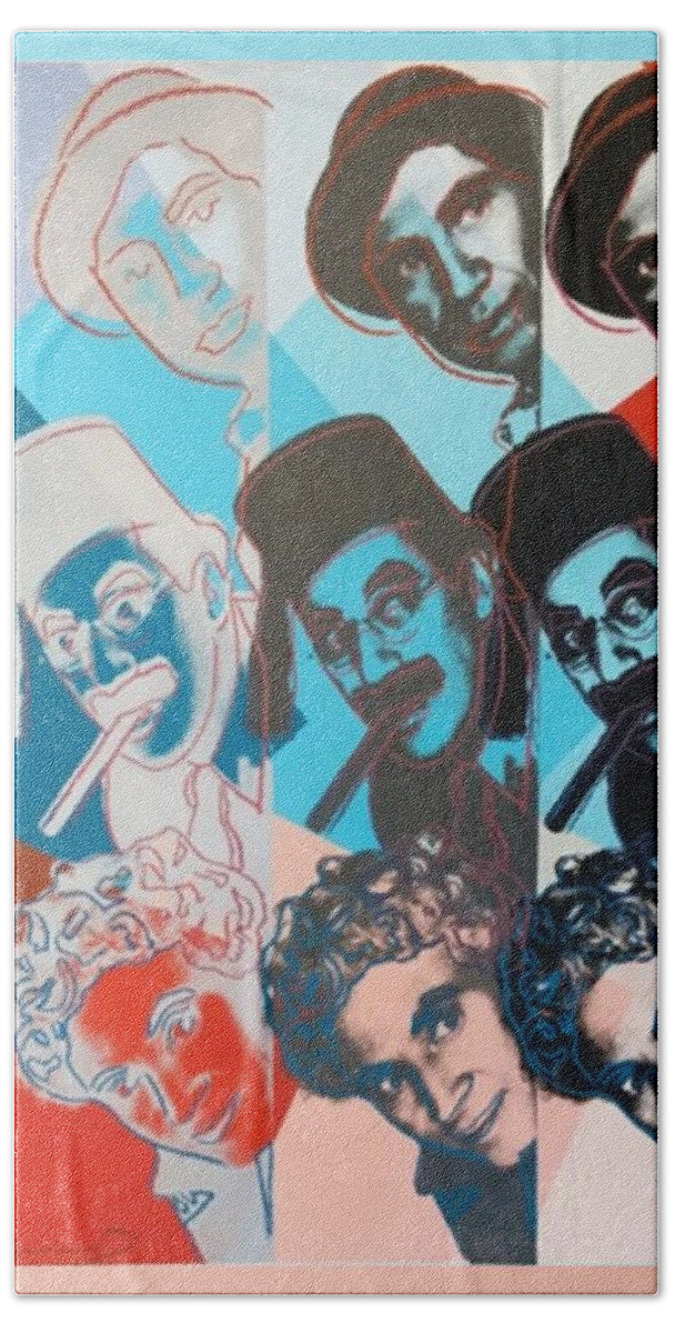 Andy Warhol Bath Towel featuring the photograph Andy Warhol The Marx Brothers by Rob Hans