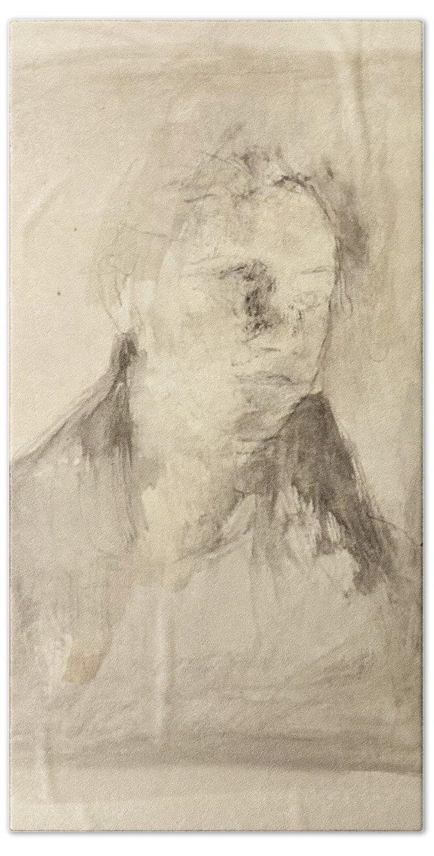 Portrait Hand Towel featuring the drawing Angelika by David Euler