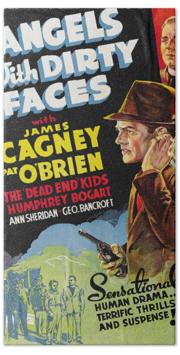 Angels Hand Towel featuring the mixed media ''Angels with Dirty Faces'', with James Cagney, 1938 by Stars on Art