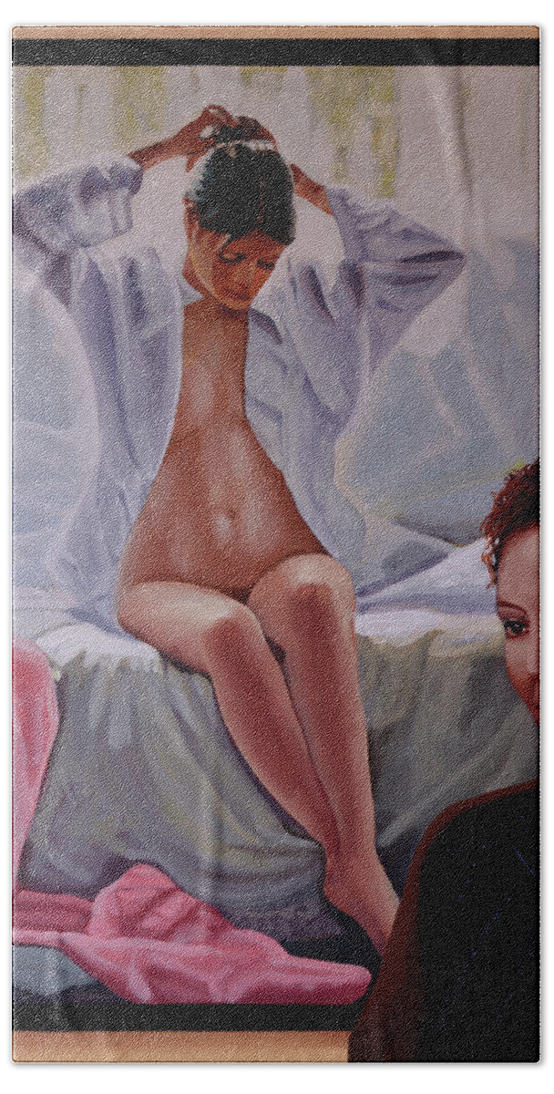 Anna Bath Towel featuring the painting Anna Marinova Painting by Paul Meijering