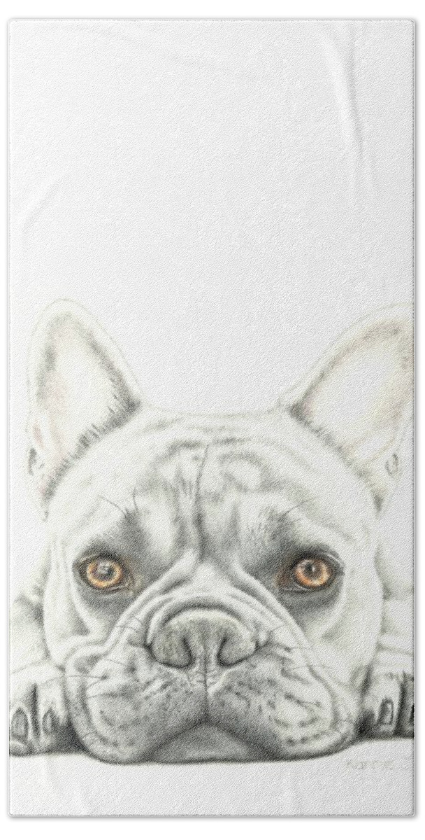 Bulldog Bath Towel featuring the drawing Another Monday by Karrie J Butler