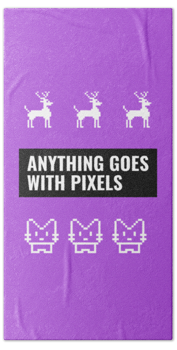 Pixels Bath Towel featuring the digital art Anything goes with Pixels 01 by Matthias Hauser