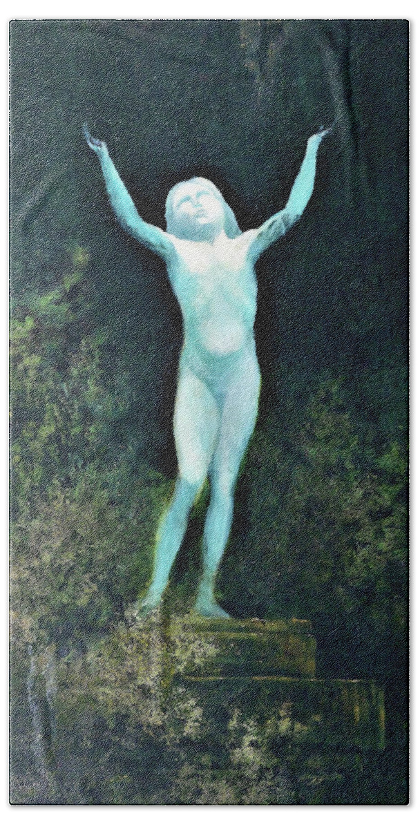 Apparition Or A Sidereal Body Bath Towel featuring the painting Apparition or A sidereal body - Digital Remastered Edition by Karl Wilhelm Diefenbach