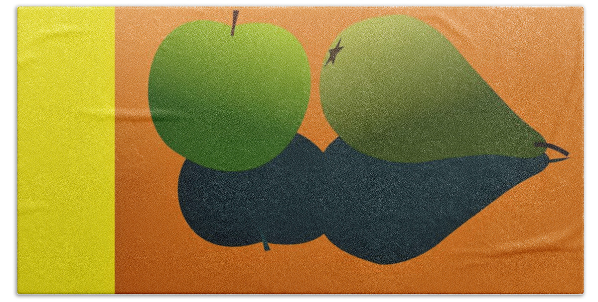 Apple Bath Towel featuring the digital art Apple and Pear by Fatline Graphic Art