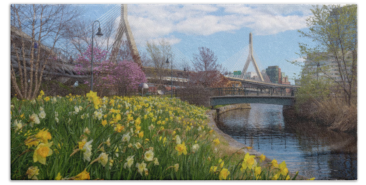 Boston Bath Towel featuring the photograph April Afternoon at the Zakim Bridge by Kristen Wilkinson