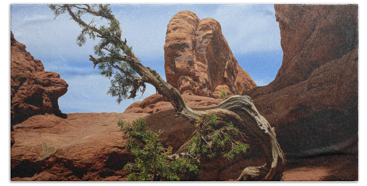  Hand Towel featuring the photograph Arches Natl Park by George Kenhan